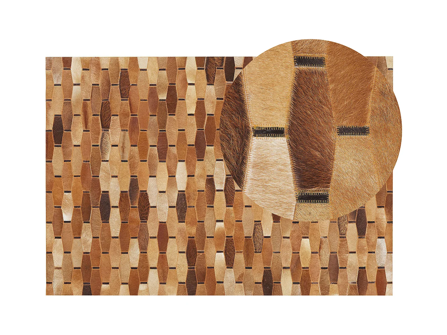 Tapis patchwork en cuir maron 140 x 200 cm DIGOR