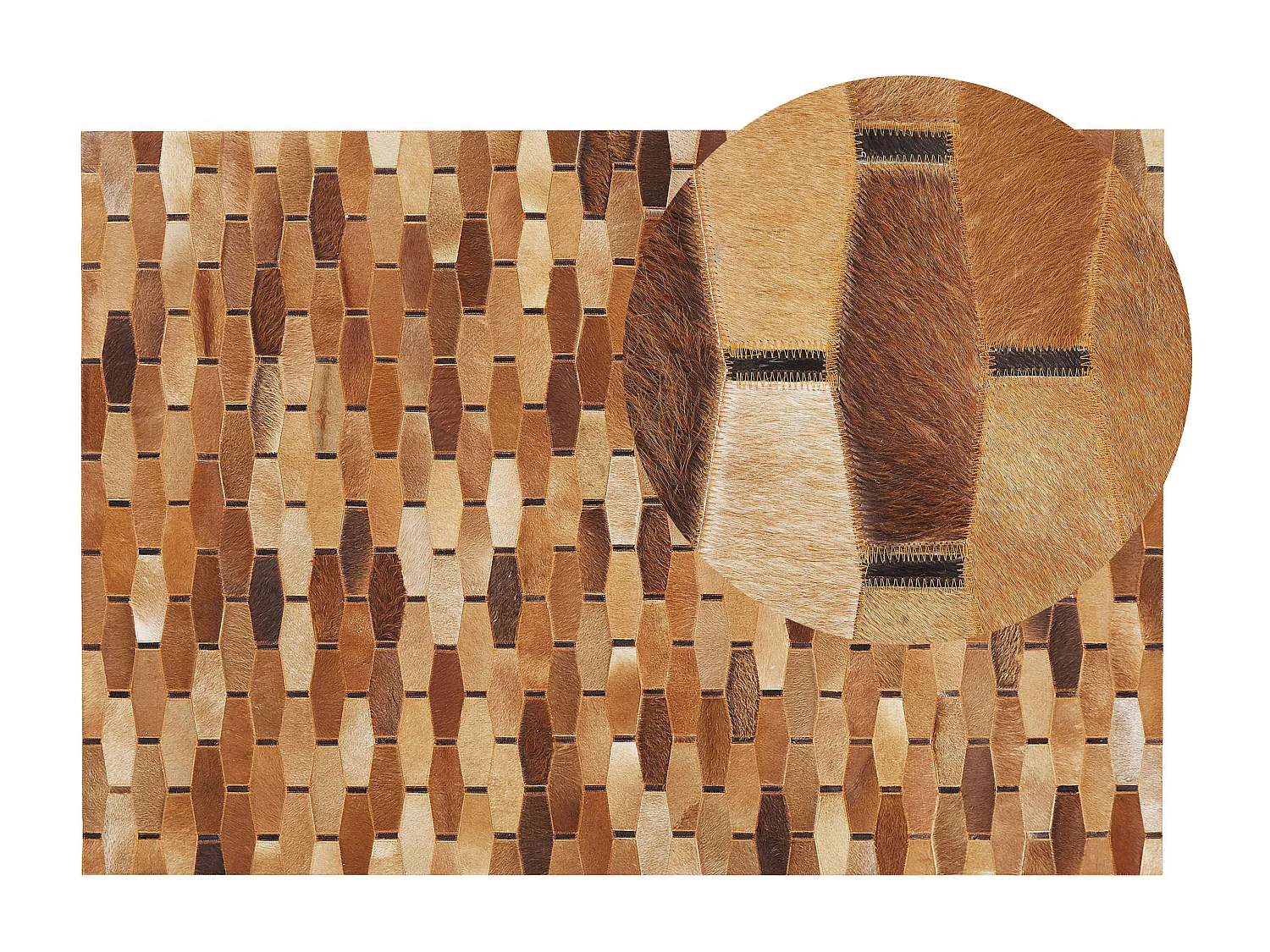 Tapis patchwork en cuir maron 140 x 200 cm DIGOR