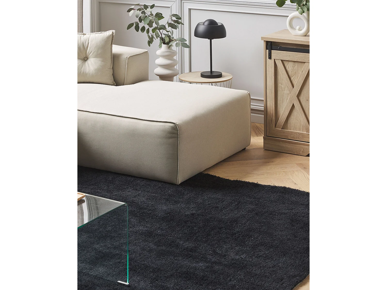 Tapis à poils longs DEMRE Noir 200 x 200 cm