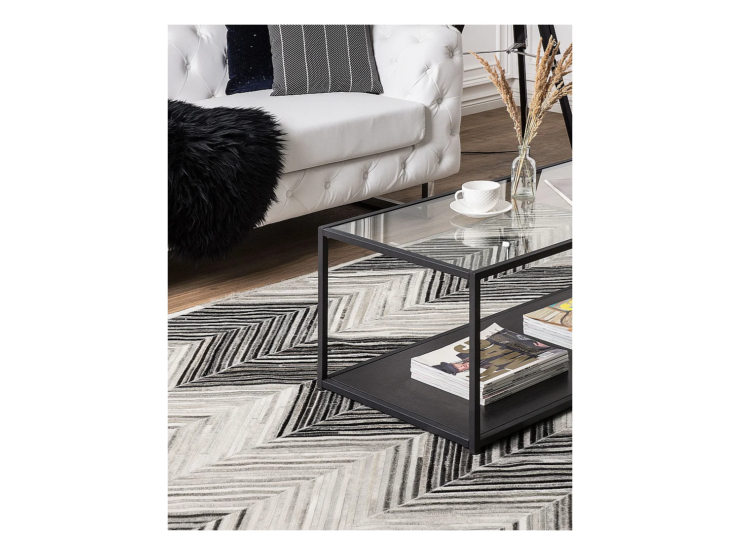 Vloerkleed AYTEPE 140 x 200 cm Leer Grijs