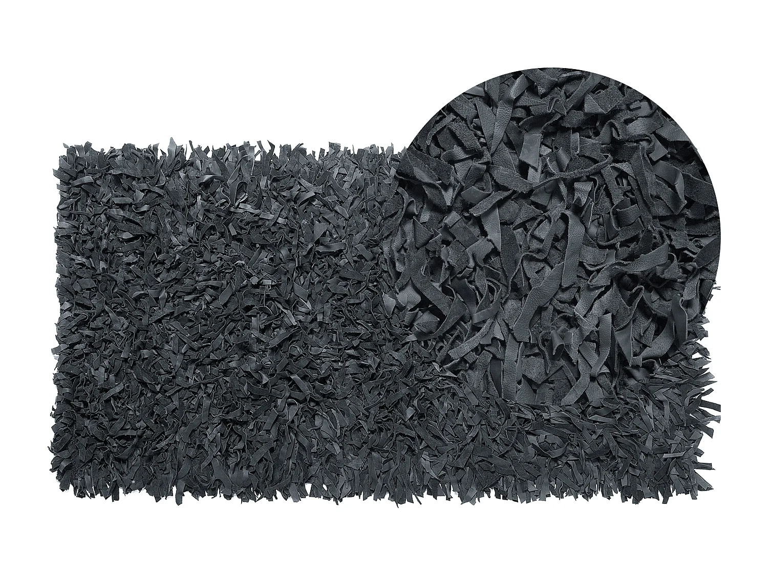 Vloerkleed leer zwart 80 x 150 cm MUT