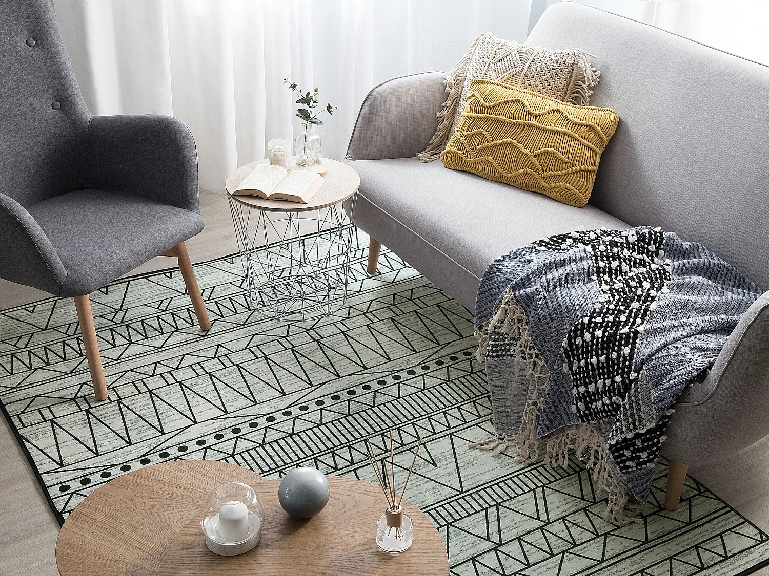 Tapis en tissu noir et gris 160 x 230 cm KEBAN