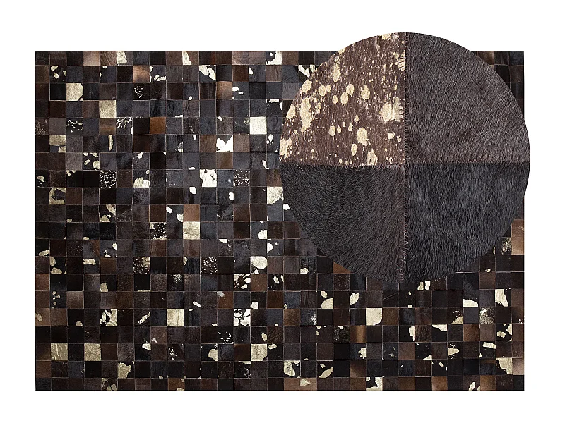 Tappeto pelle marrone scuro e beige 160 x 230 cm BANDIRMA
