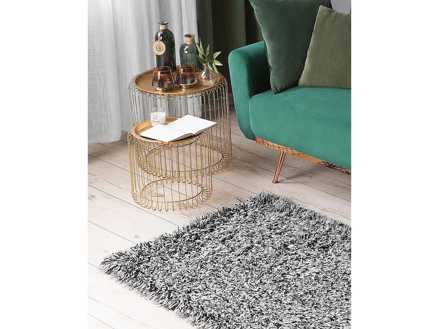 Tappeto shaggy rettangolare sale e pepe 80 x 150 cm CIDE