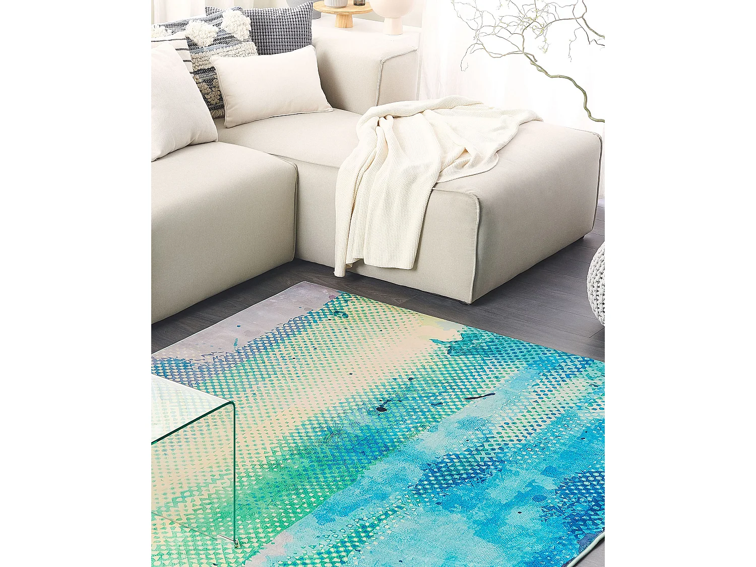 Alfombra azul marino/verde esmeralda/gris claro 160 x 230 cm SUSUZ