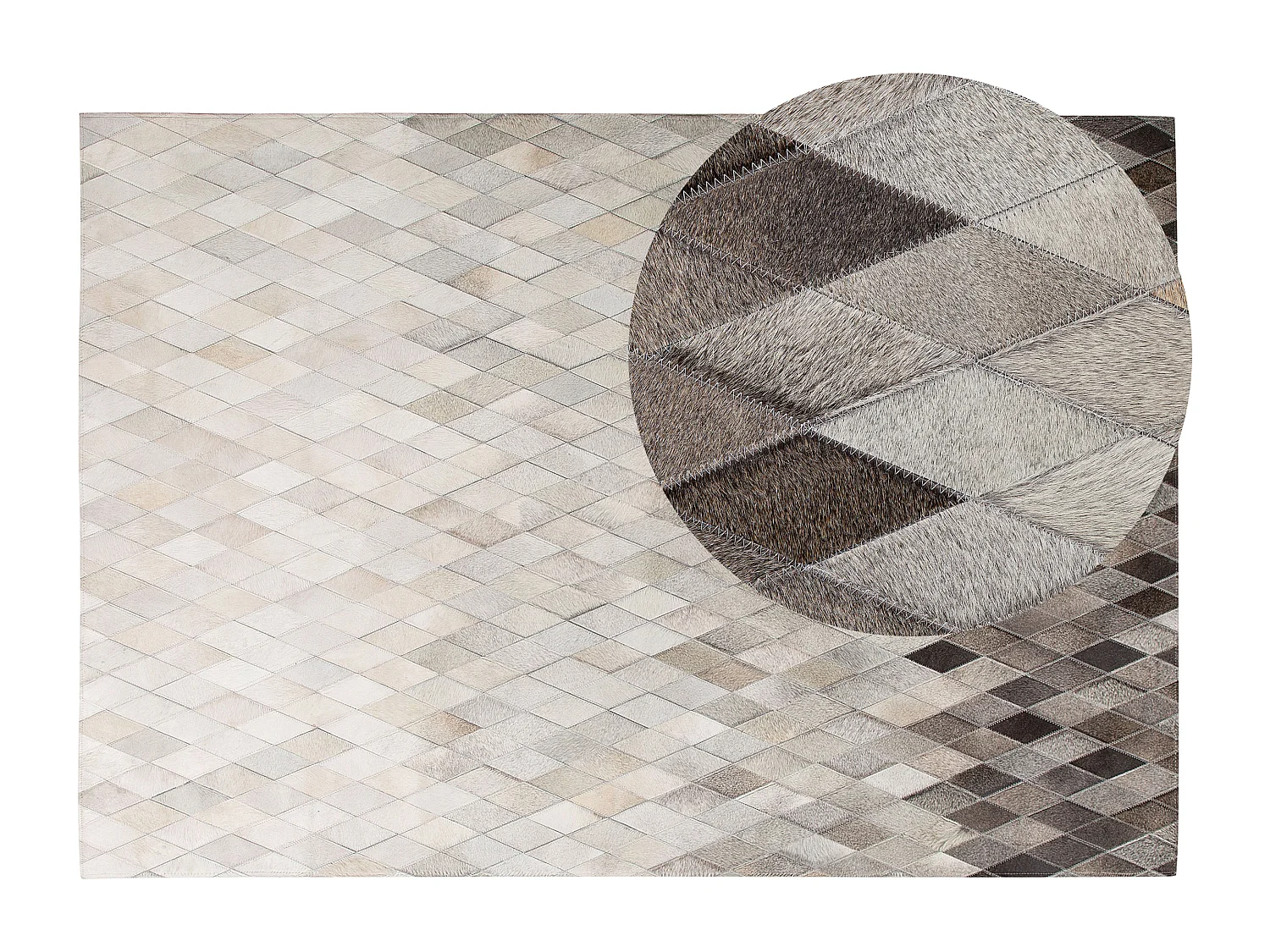 Teppich Leder Weiß Beige Braun Modern 160x230 cm Lederteppich Maldan