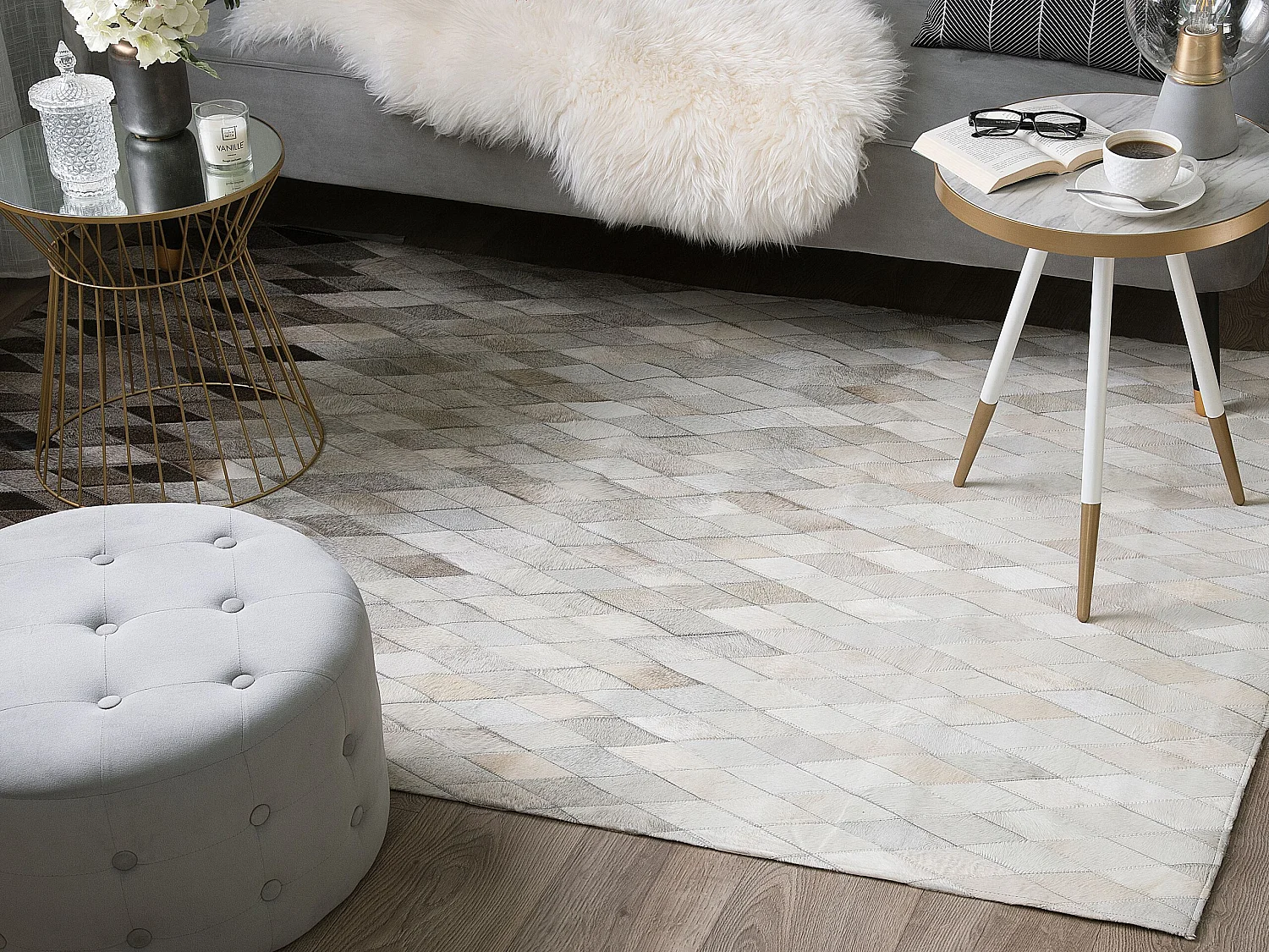 Tapis MALDAN 160 x 230 cm Cuir Beige