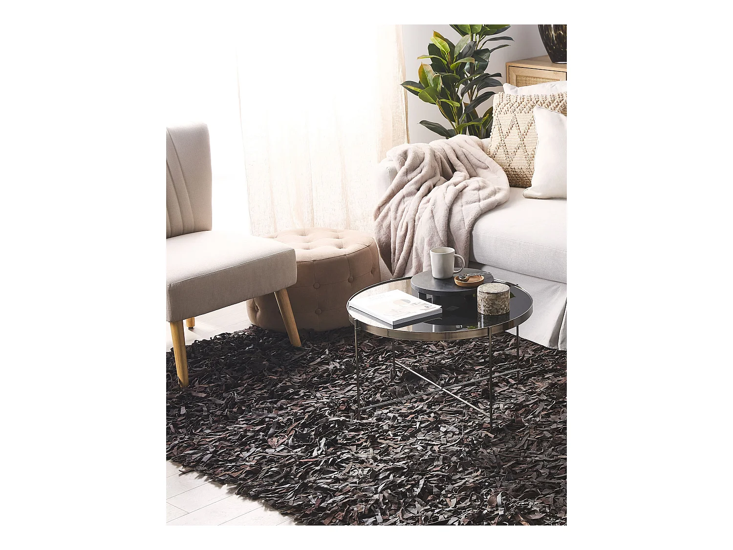 Teppich MUT 140 x 200 cm Echtleder Dunkelbraun