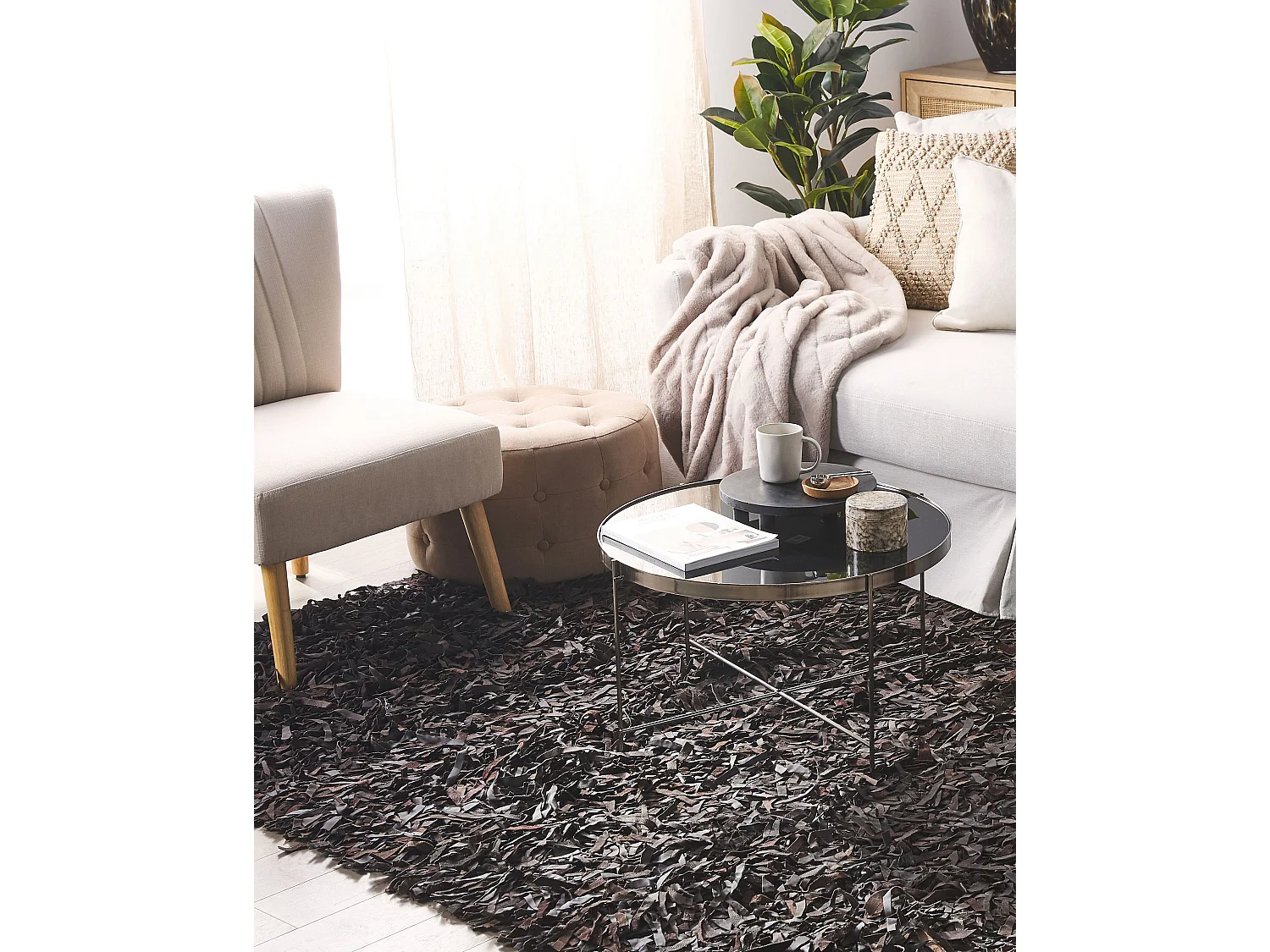 Vloerkleed MUT 140 x 200 cm Leer Donkerbruin