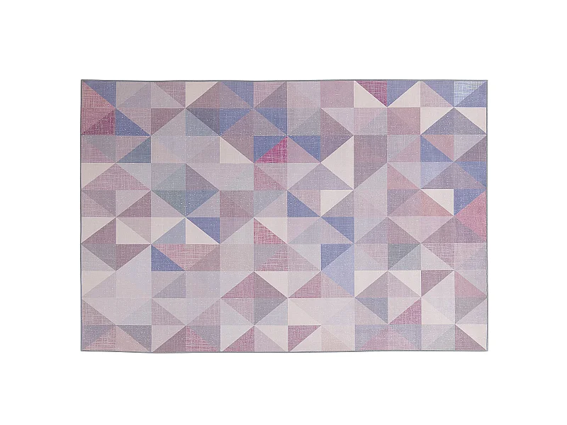 Teppich blau-grau 140 x 200 cm geometrisches Muster Kurzflor KARTEPE