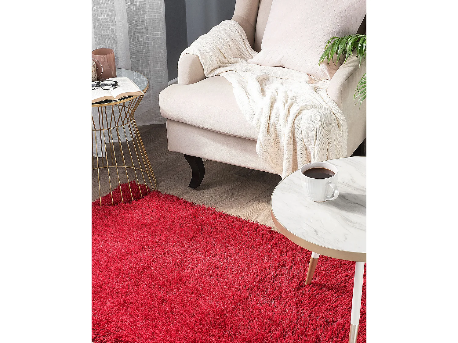 Vloerkleed polyester rood 80 x 150 cm CIDE