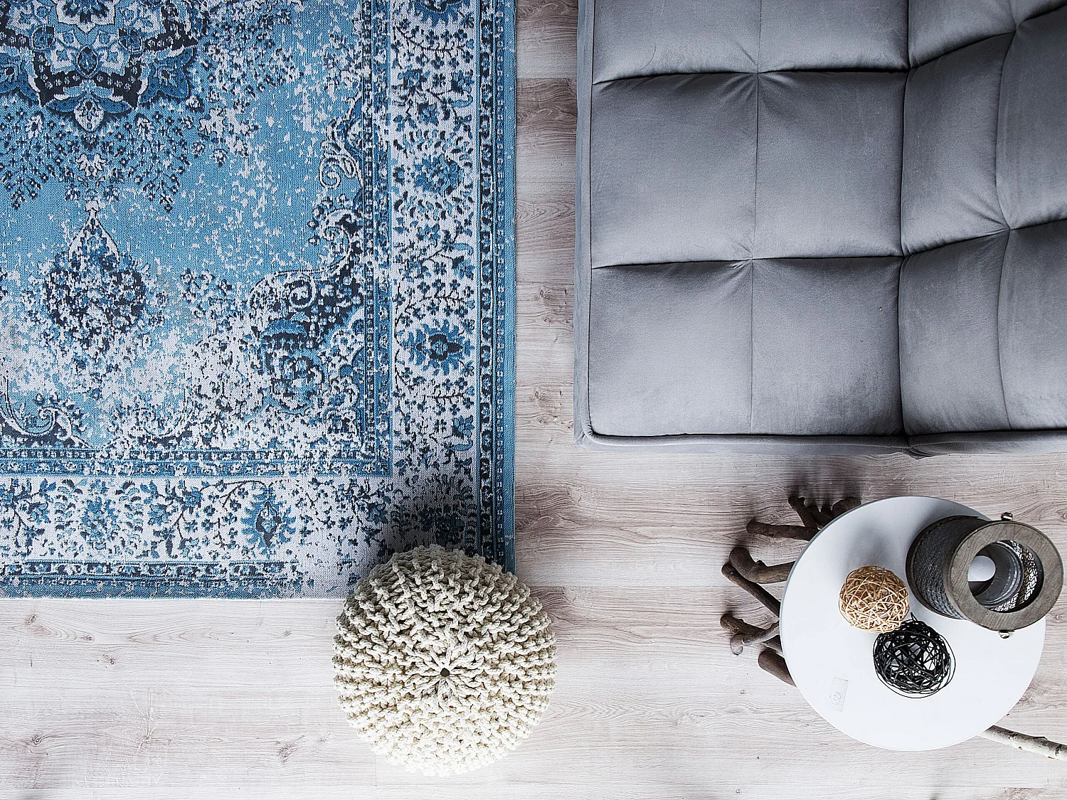 Vloerkleed katoen blauw 160 x 230 cm ALMUS