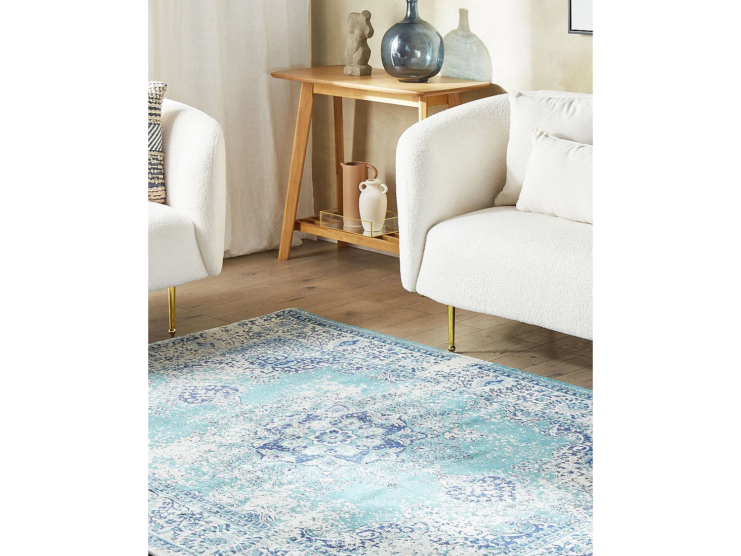 Vloerkleed katoen blauw 160 x 230 cm ALMUS