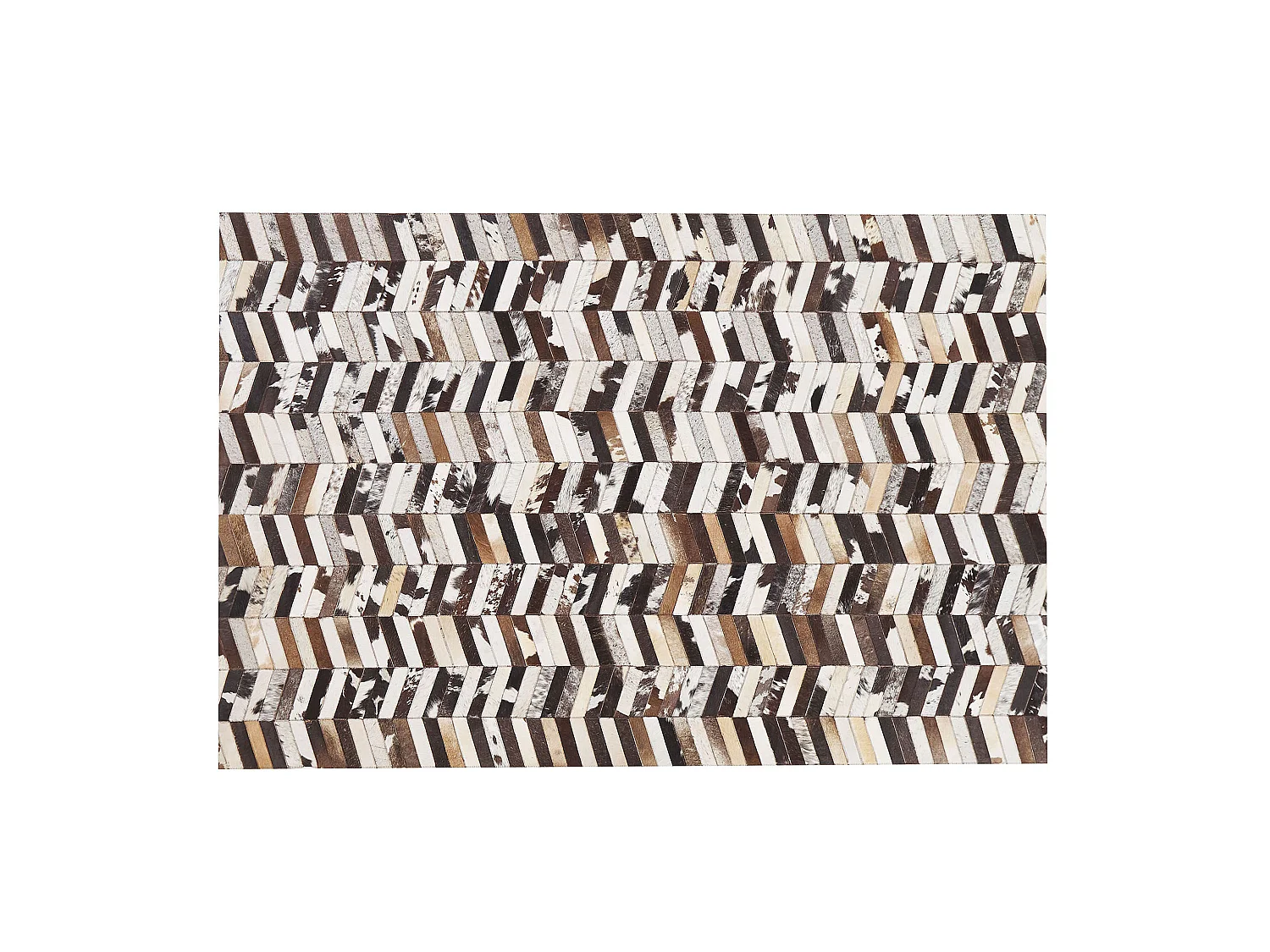 Rechteckiger Teppich aus Kuhfell braun/weiß 160x230 cm Patchwork bunt Akyele