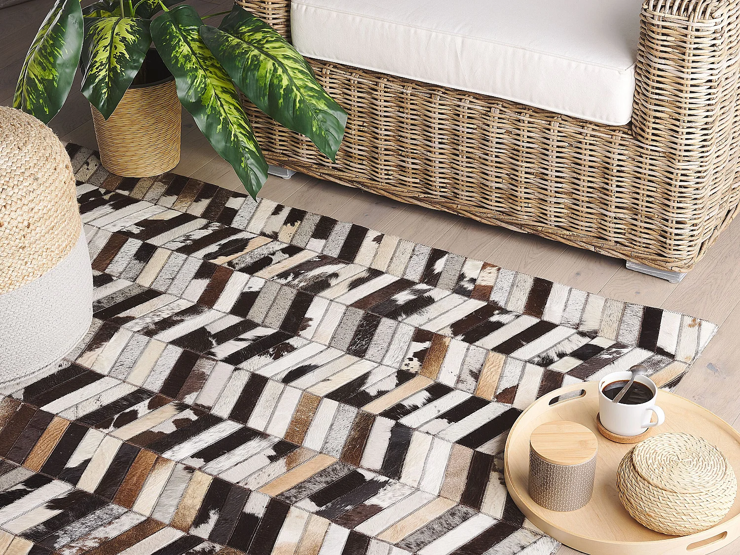 Tapis AKYELE 160 x 230 cm Cuir Marron