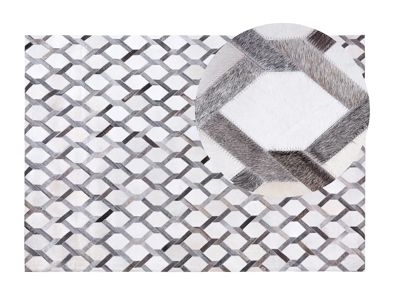 Tappeto in pelle grigia 160 x 230 cm AYDIN