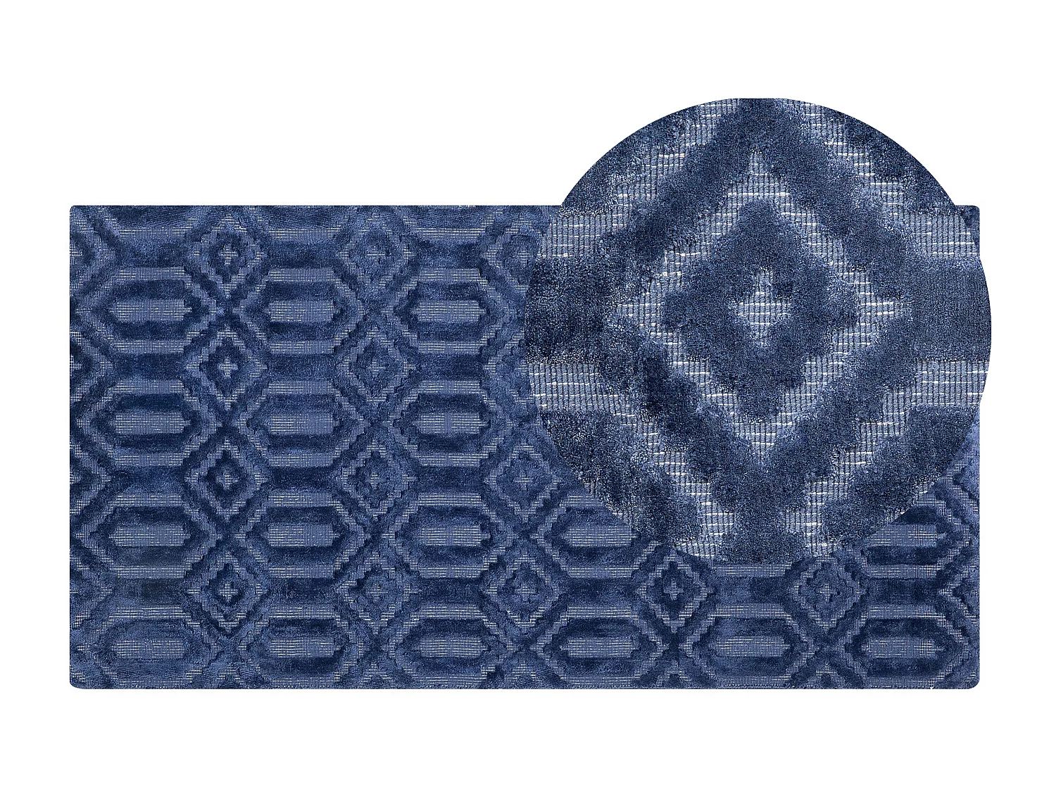 Teppich in Marineblau aus Viskose Rechteckig 80 x 150 cm Mediterran Stil Adatepe