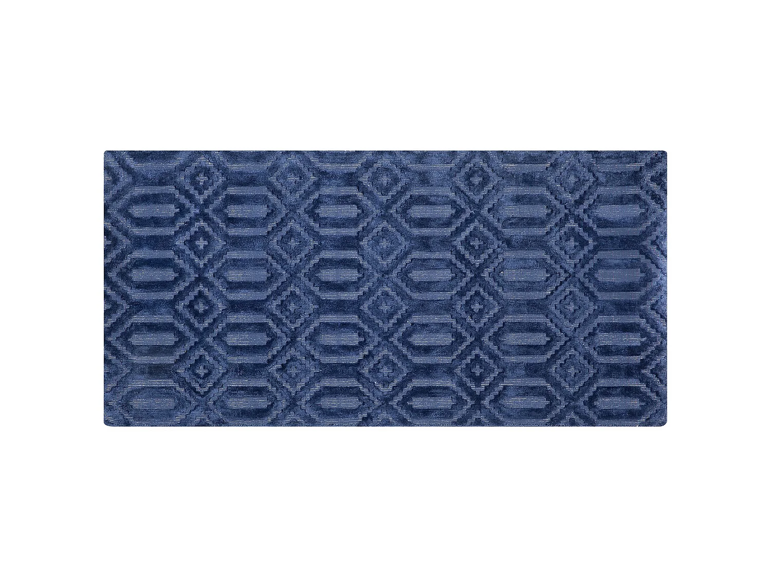 Teppich marineblau 80 x 150 cm geometrisches Muster Kurzflor ADATEPE
