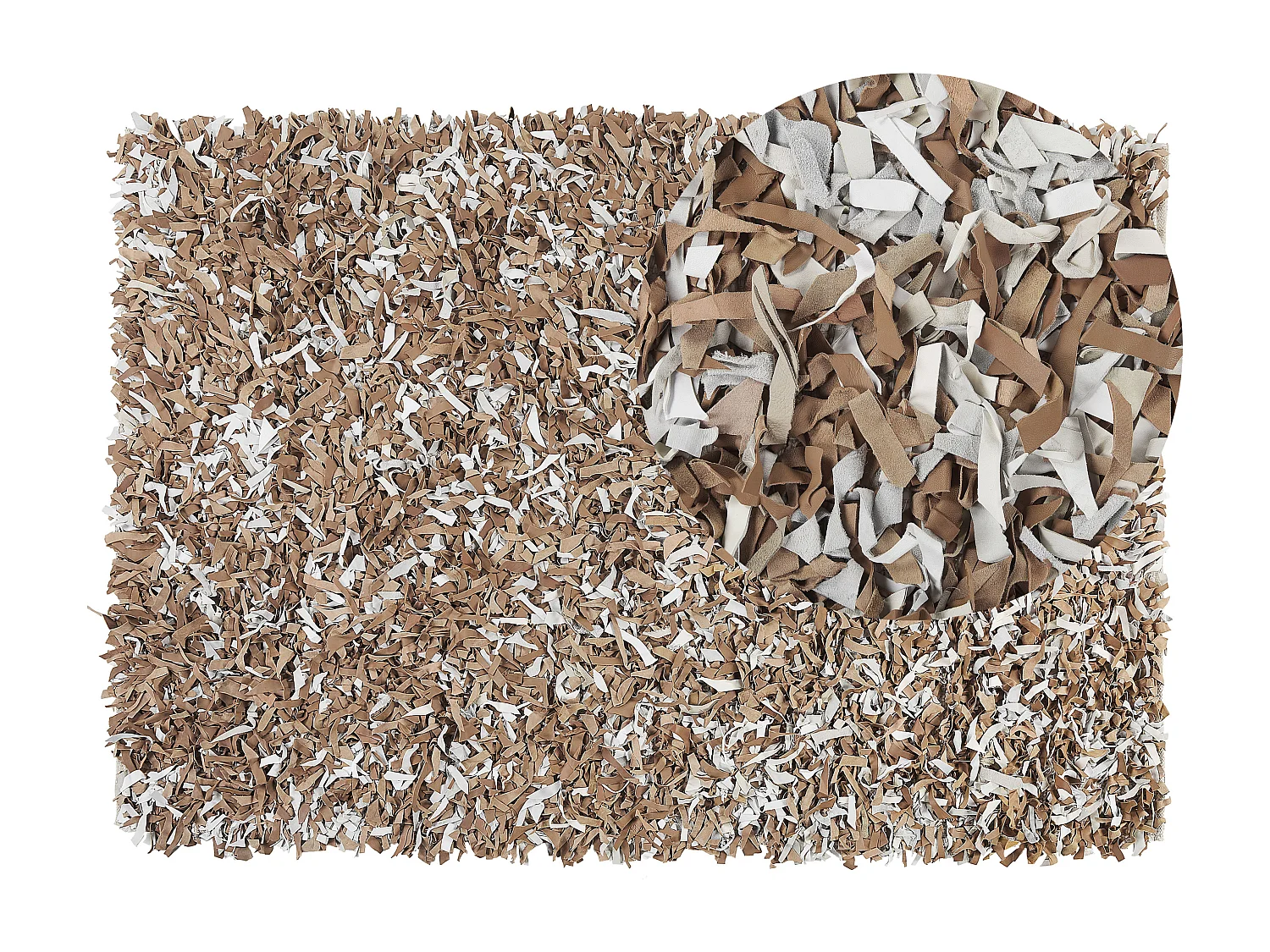 Tappeto shaggy in pelle marrone e grigio 160 x 230 cm MUT