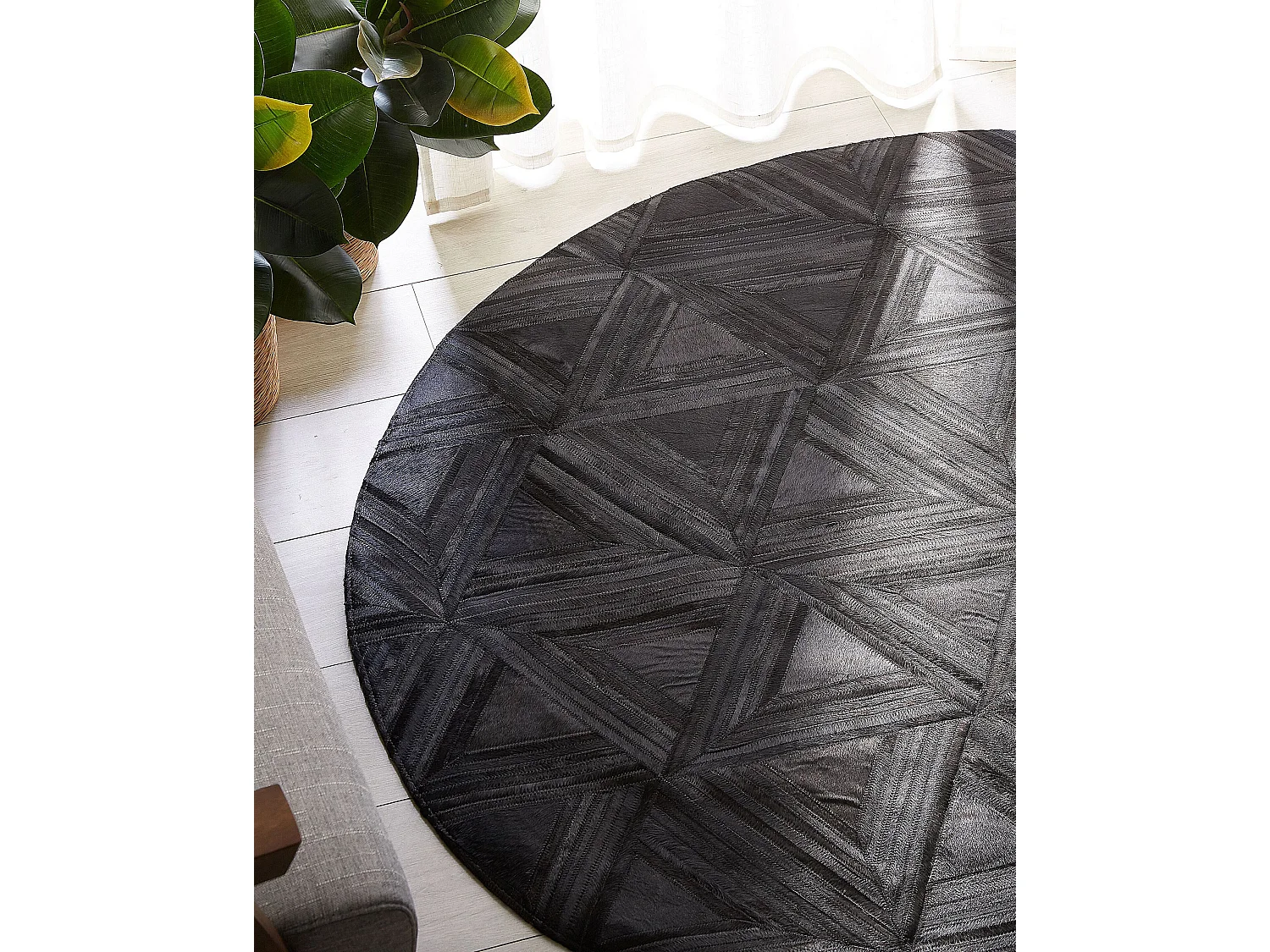 Vloerkleed patchwork zwart ⌀ 140 cm KASAR