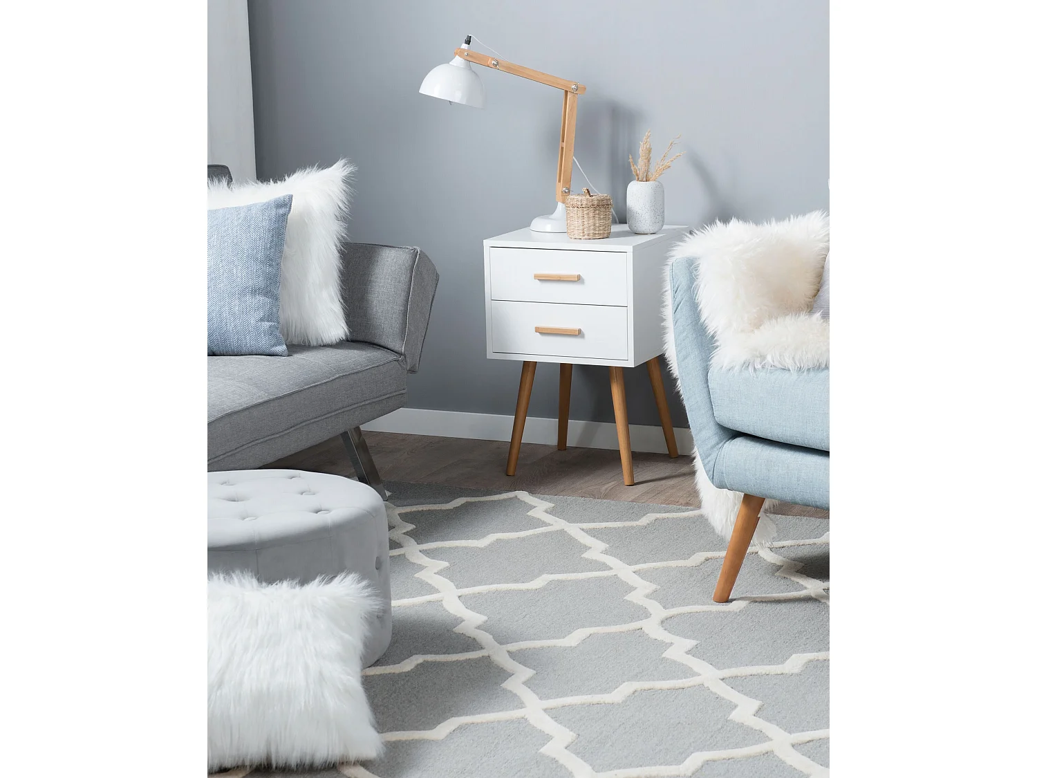 Tappeto rettangolare in cotone grigio 200x300 cm SILVAN