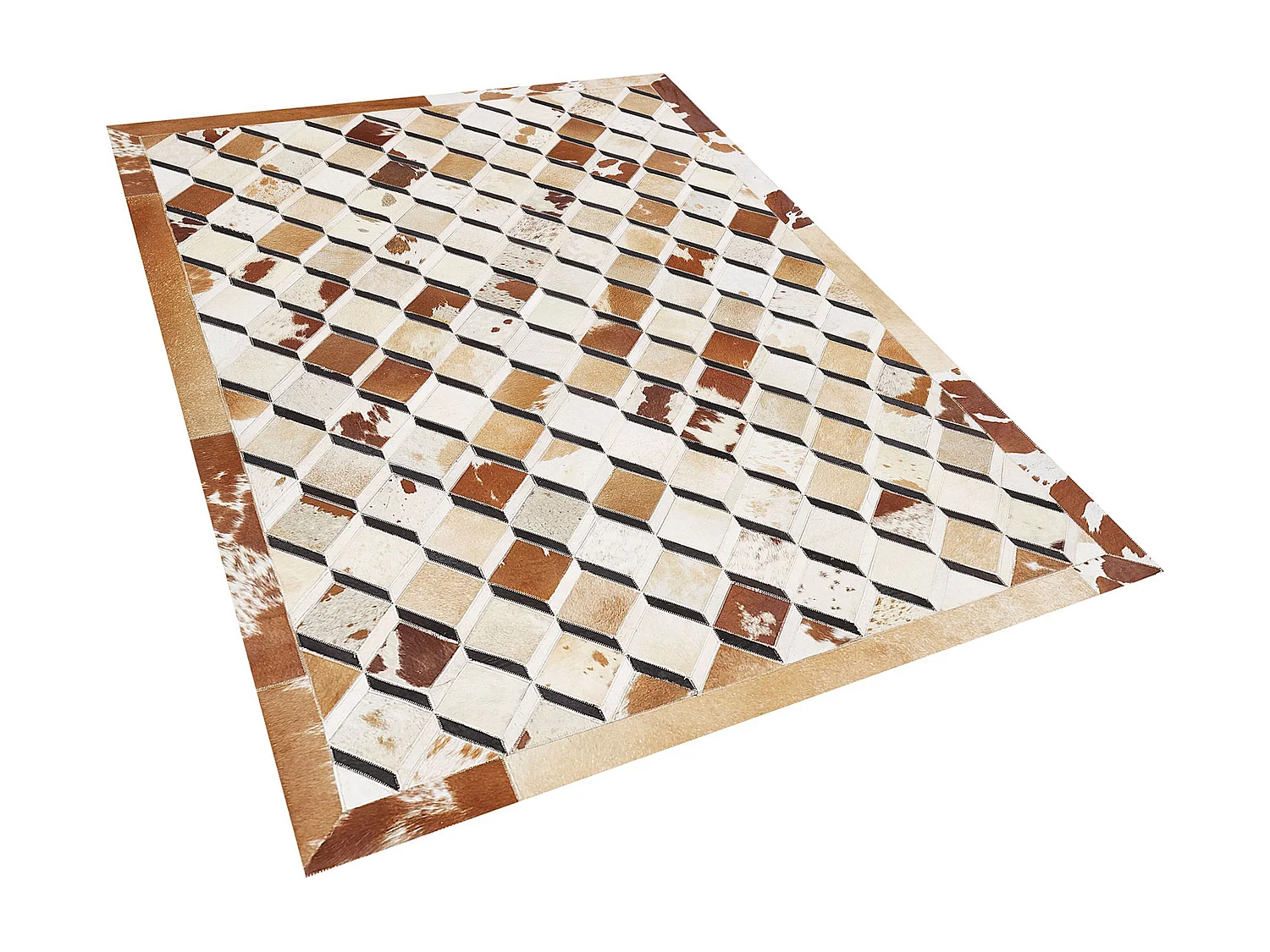 Dekorativer Lederteppich Patchwork Muster 160x230 cm in Braun Serinova