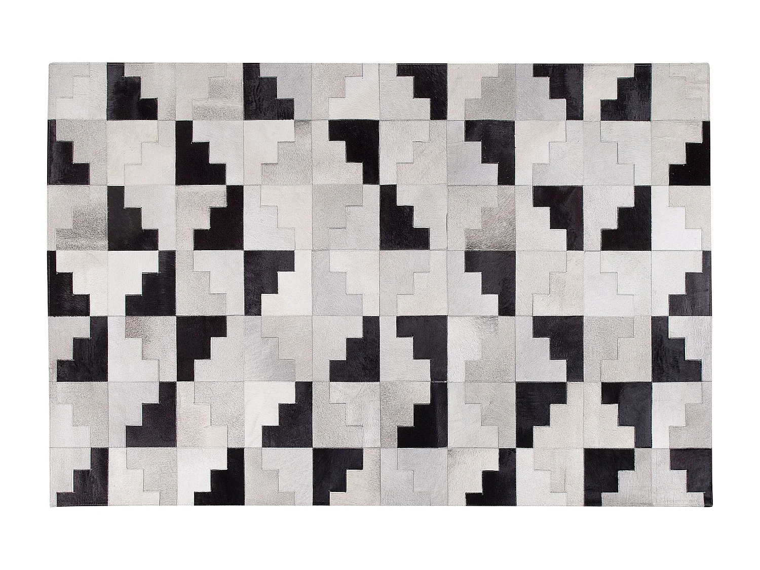 Teppich Leder Schwarz/Grau Modern 160 x 230 cm Lederteppich Efirli