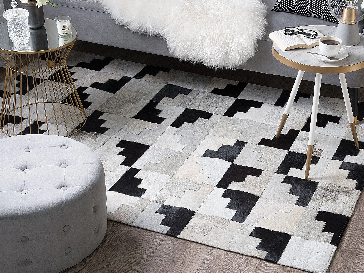 Tapis EFIRLI 160 x 230 cm Cuir Gris
