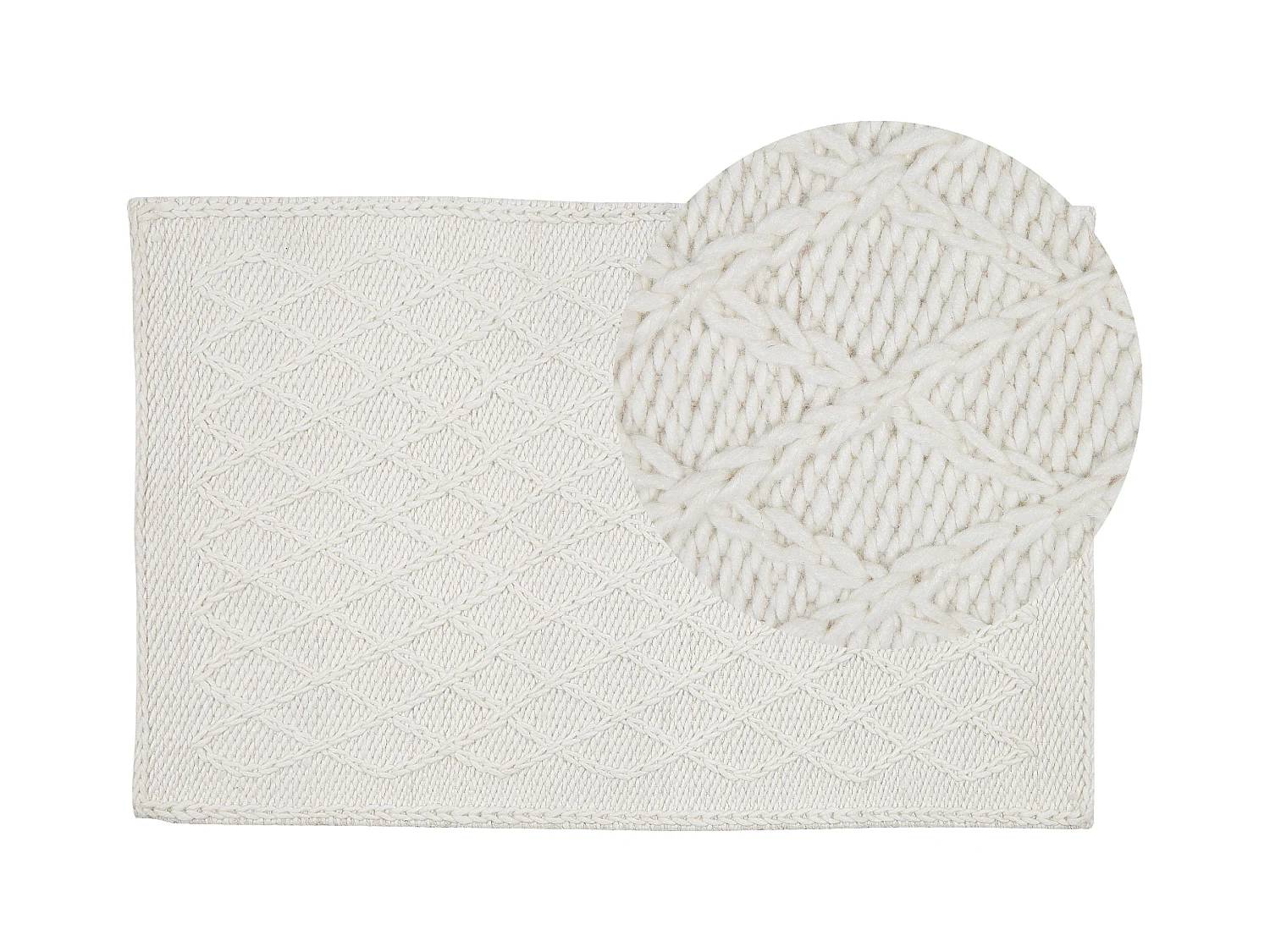 Vloerkleed wol crème 60 x 90 cm ERZIN