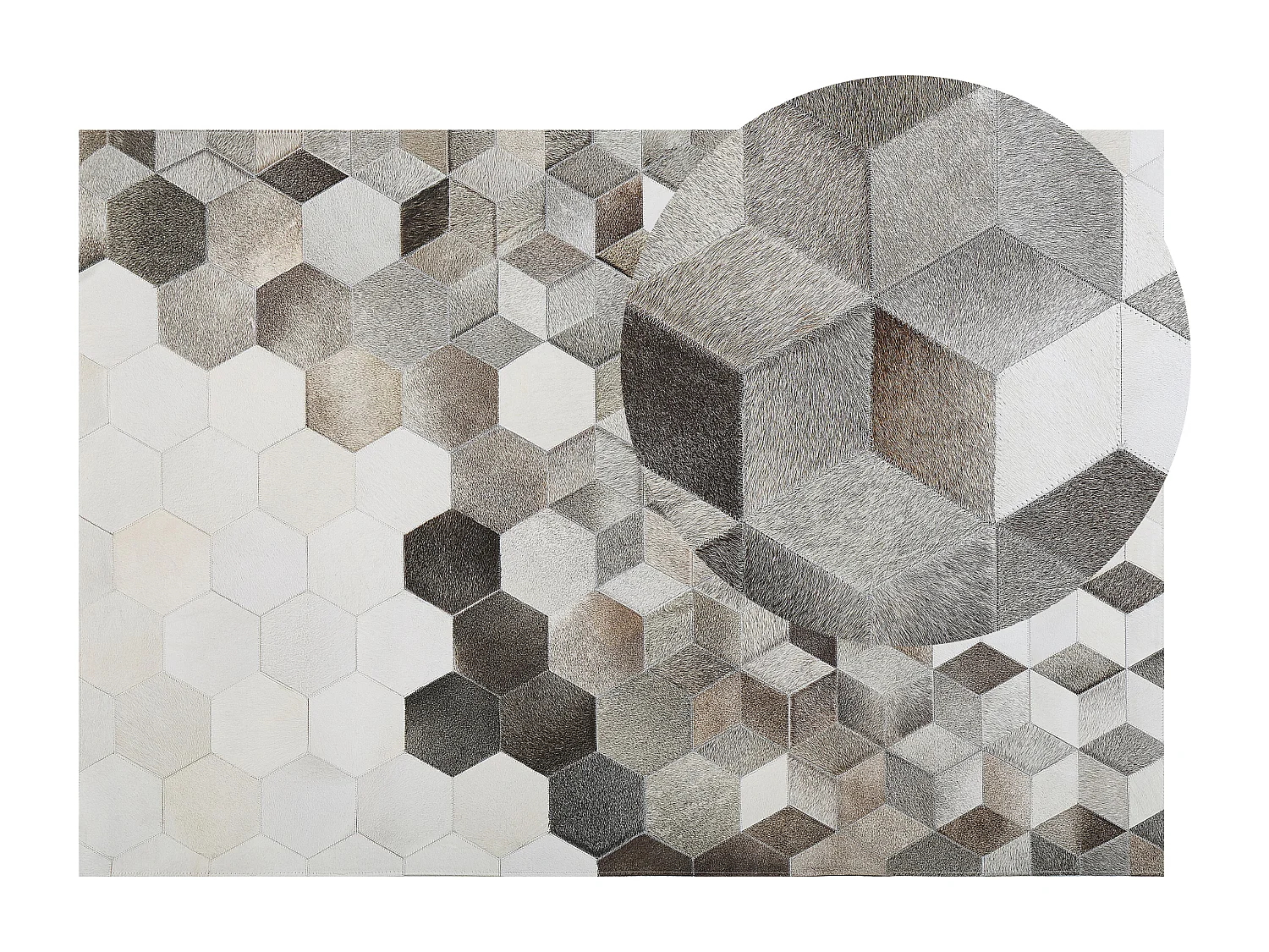 Dekorativer Lederteppich grau/weiß geometrische Struktur 140x200 cm Sason