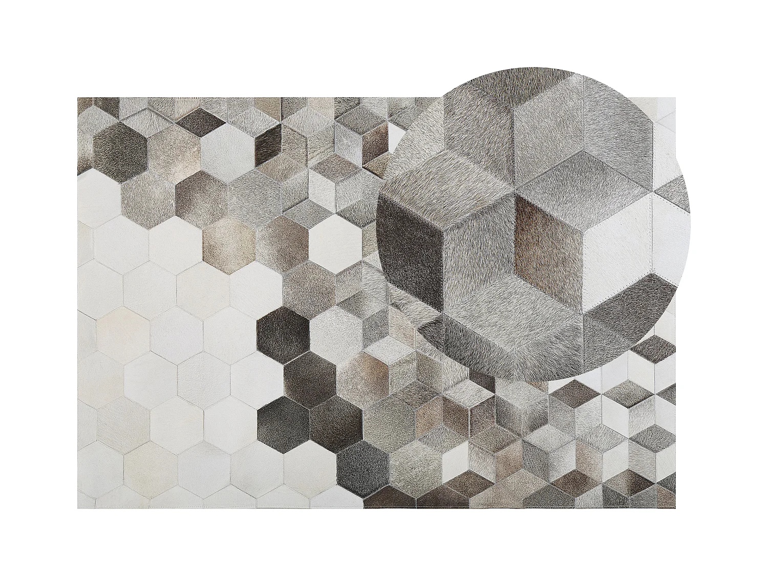 Dekorativer Lederteppich grau/weiß geometrische Struktur 140x200 cm Sason