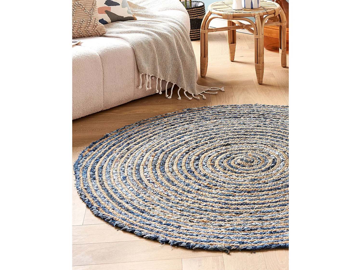 Tapis LEVENTLER Bleu ø 140 cm Jute