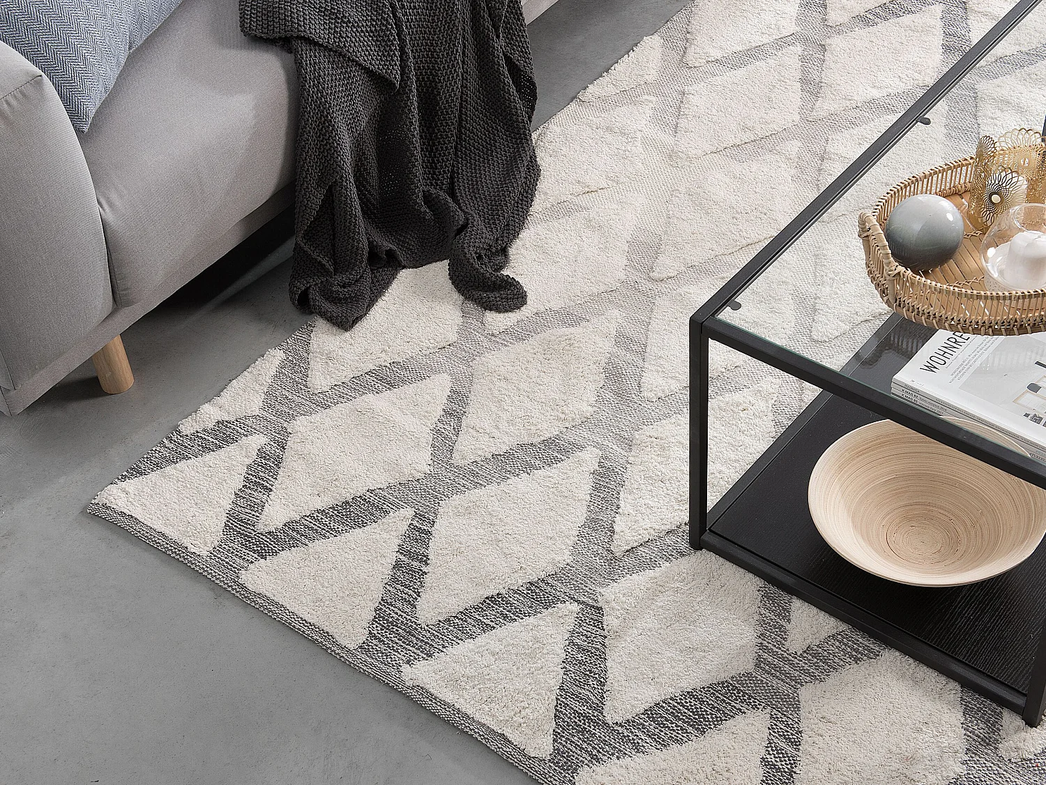 Tapis beige et gris 140 x 200 cm PENDIK