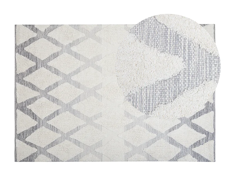 Teppich hellbeige / grau 140 x 200 cm geometrisches Muster Shaggy PENDIK