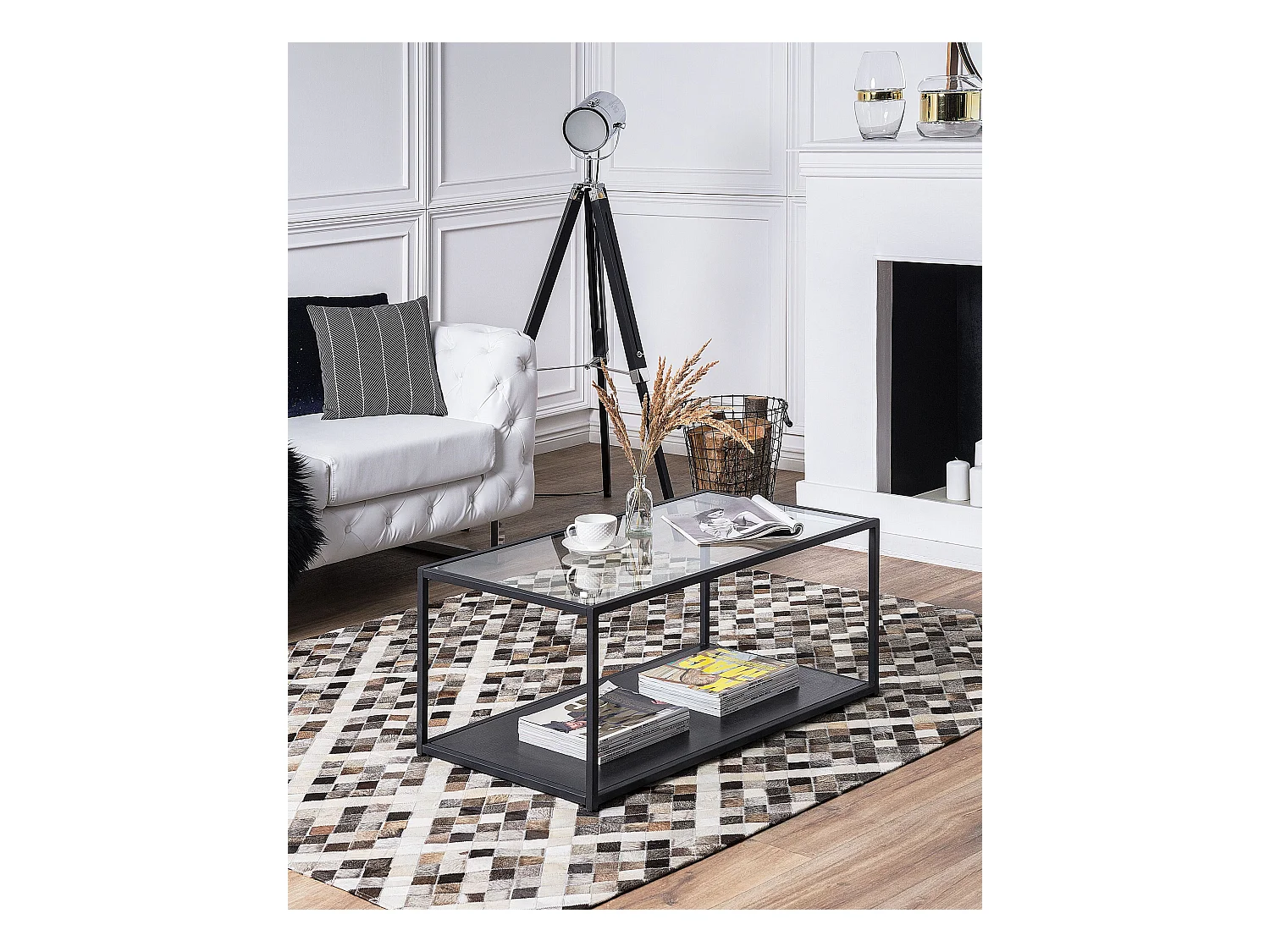 Tapis AKDERE Gris 140 x 200 cm Cuir