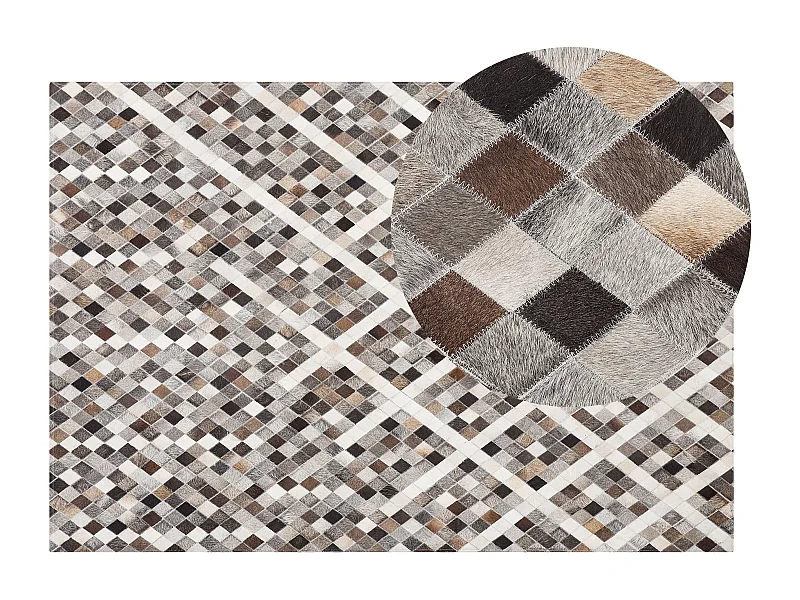 Vloerkleed AKDERE 140 x 200 cm Leer Grijs