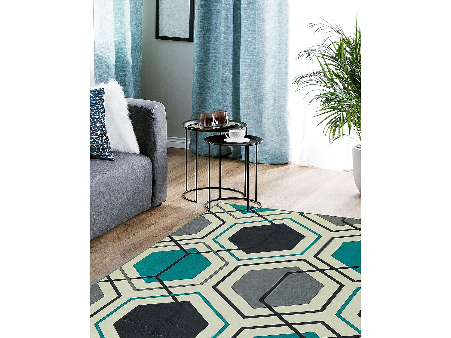 Teppich bunt 140 x 200 cm Kurzflor GIRESUN