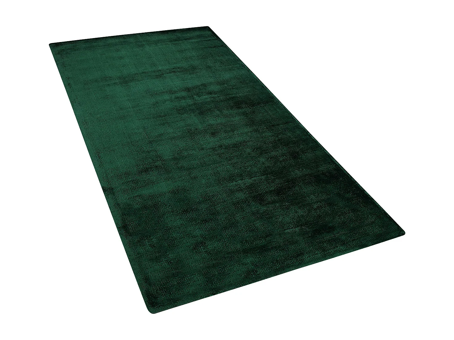 Teppich Viskose grün 80 x 150 cm einfarbig handgewebt Kurzflor Modern Gesi II