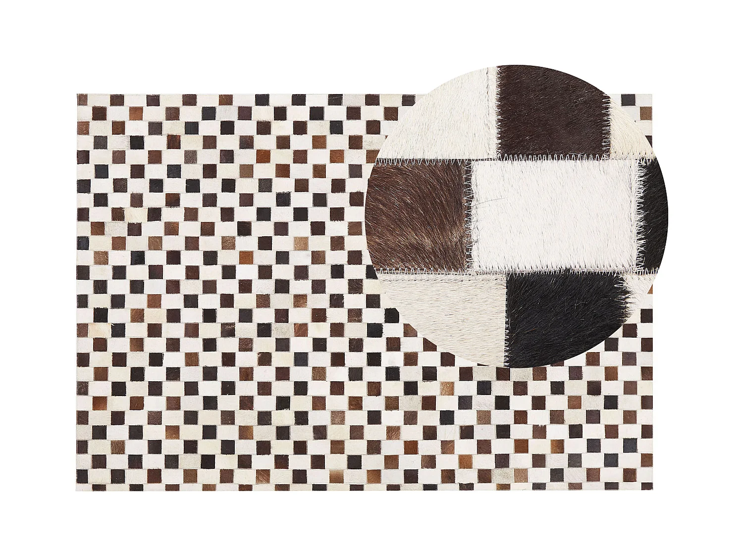 Rechteckiger Teppich aus Kuhfell braun/beige Patchwork 140x200 cm Kayabey