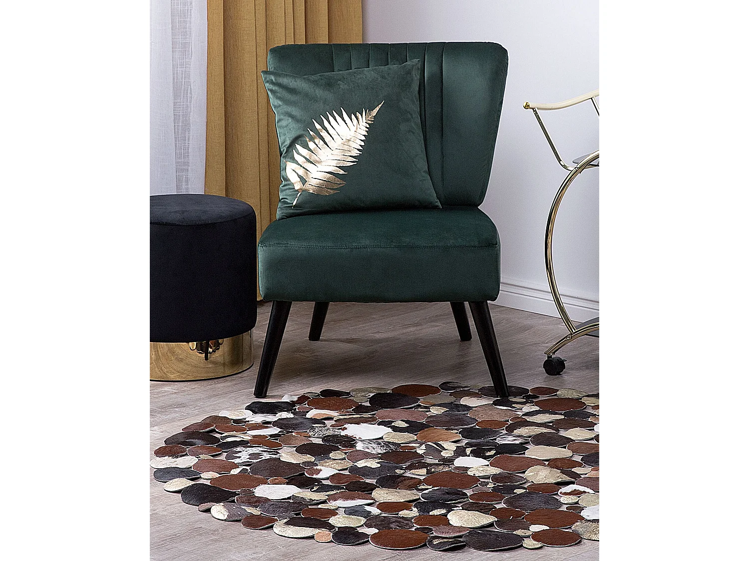 Tappeto pelle marrone oro ⌀ 140 cm SORGUN