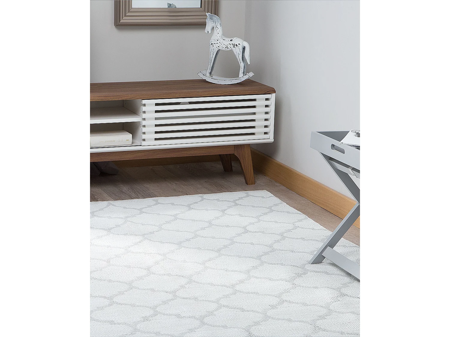 Tapete de exterior AKSU 160 x 230 cm Cinzento Reversível