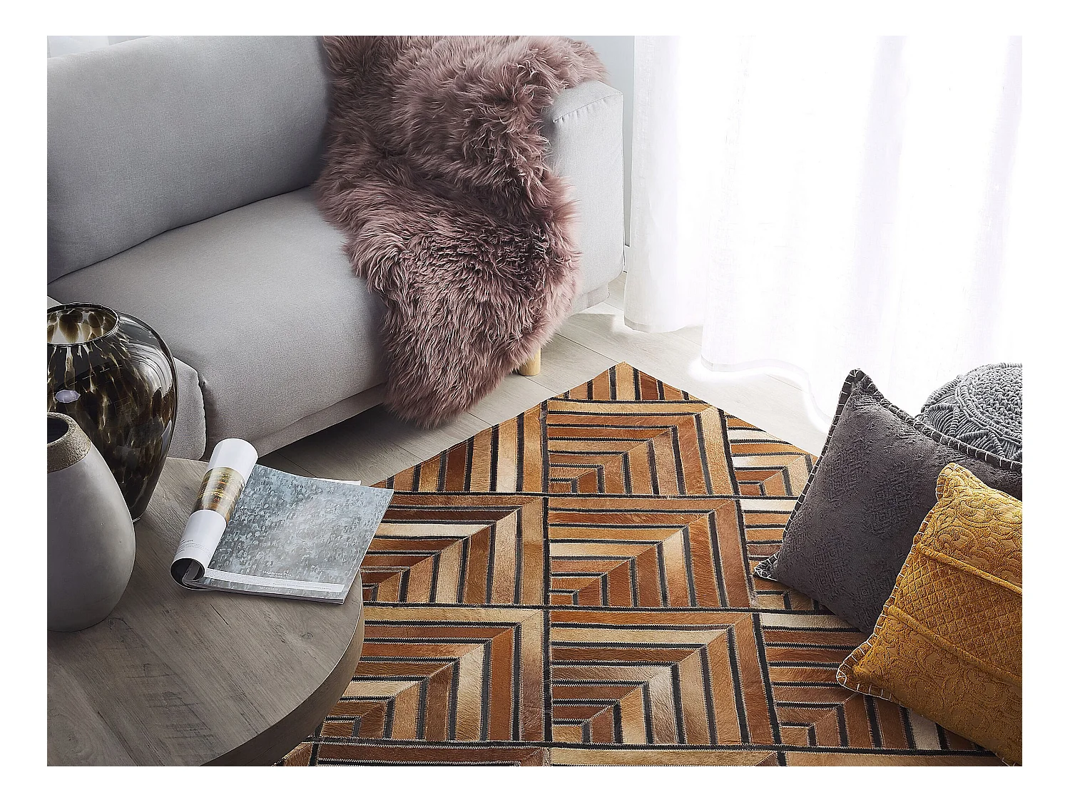 Tapis TEKIR Marron 160 x 230 cm Cuir