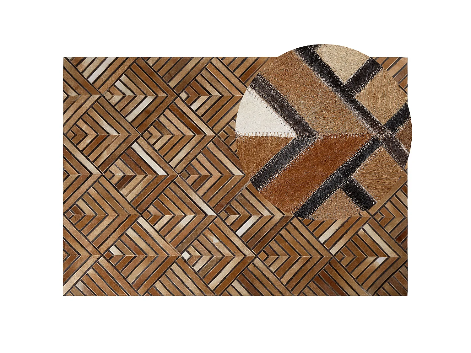 Teppich TEKIR 160 x 230 cm Echtleder Braun
