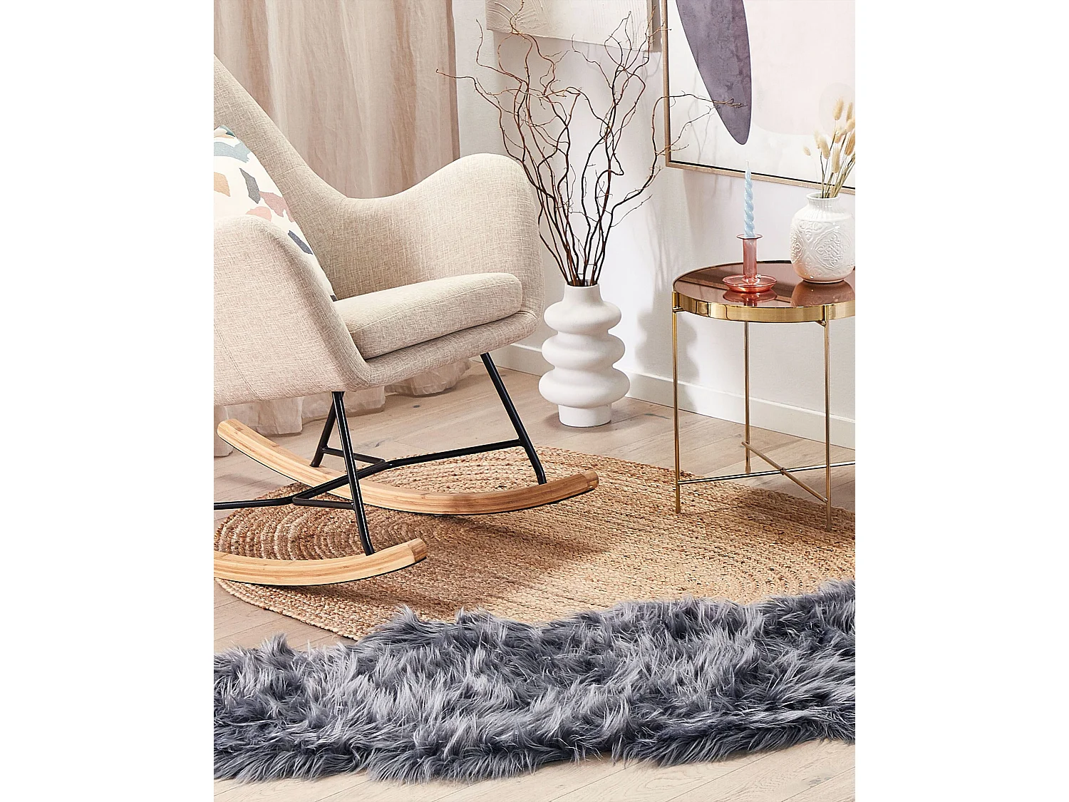 Tapete tipo pele de ovelha cinzento escuro 180 x 60 cm MAMUNGARI