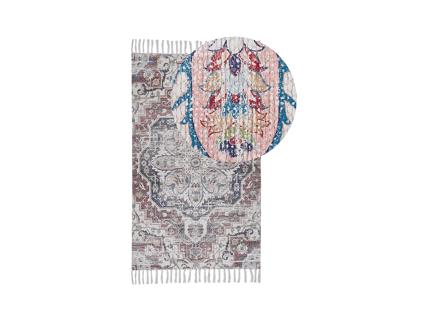 Orientalischer Teppich mehrfarbig Kurzflor Fransen rechteckig 80 x 150 cm Kelkit