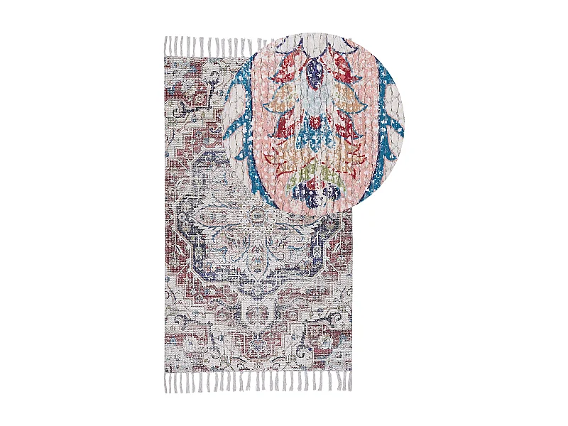 Orientalischer Teppich mehrfarbig Kurzflor Fransen rechteckig 80 x 150 cm Kelkit