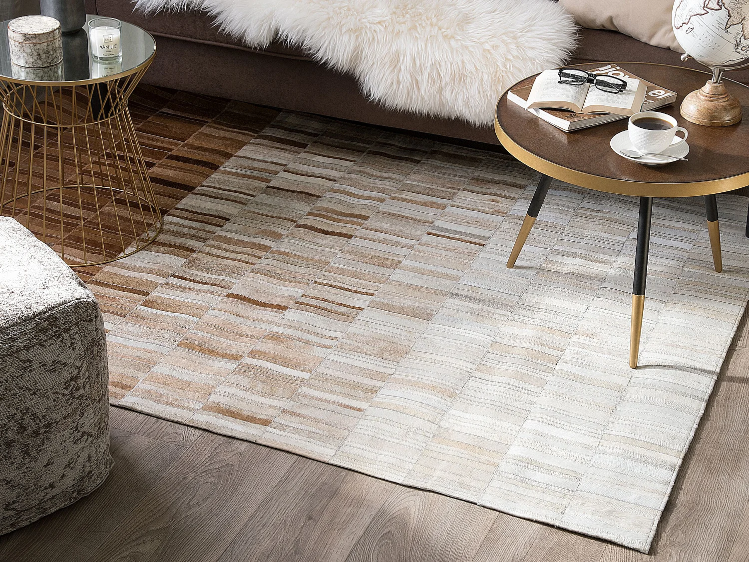 Tapis YAGDA 140 x 200 cm Cuir Beige