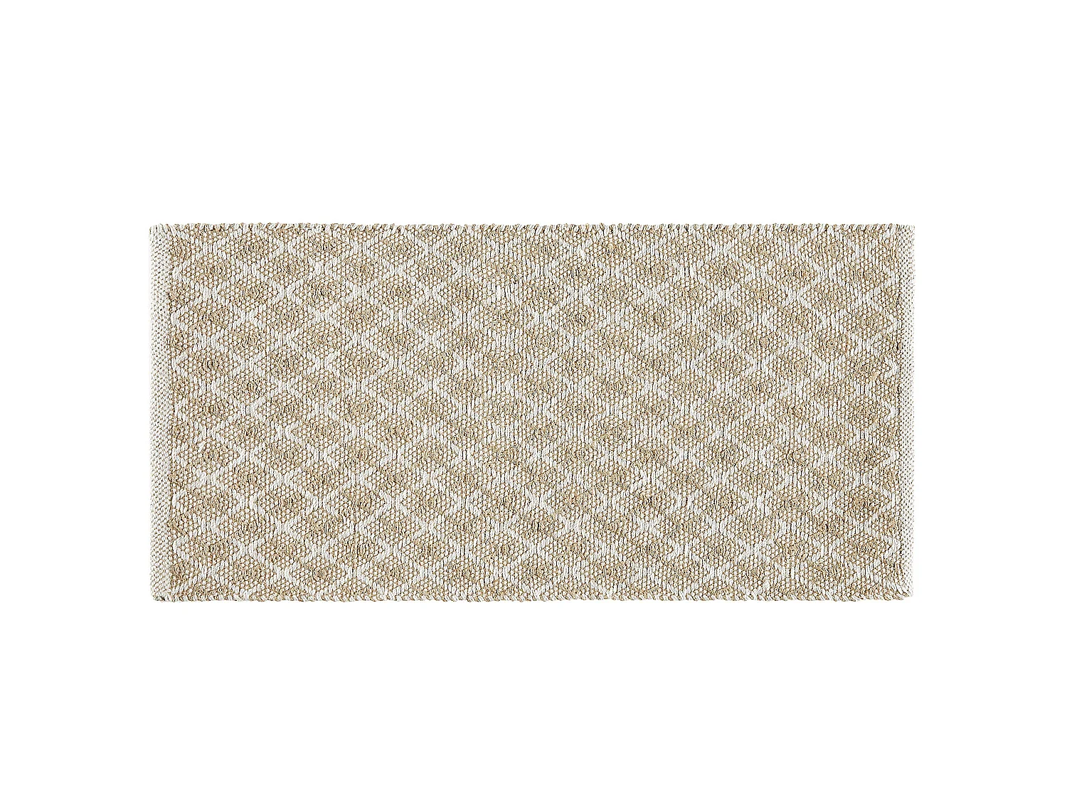 Boho Teppich aus Jute und Wolle beige rechteckig 50x80 cm mit Karomuster Akbez