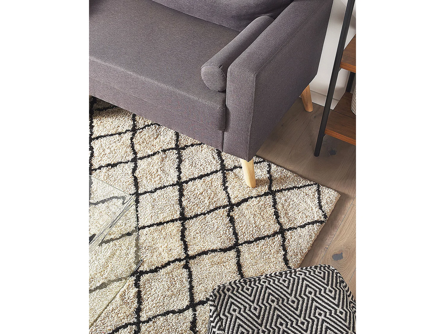 Vloerkleed polyester beige/zwart 200 x 200 cm MIDYAT