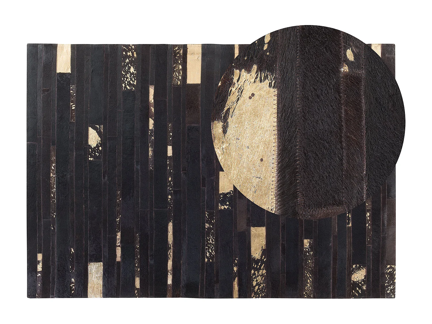 Moderner Lederteppich eckig Braun/Gold 140 x 200 cm Artvin